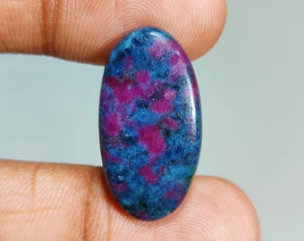 Natural Ruby Kyanite Oval Shape Cabochon Gemstone : Loose Gemstones (27x15x4 mm 17 Ct. ) T-5641