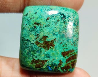 Chrysocolla Natural Cushion Shape Cabochon Loose Gemstone For Making Jewelry,Chrysocolla Semi Precious,Flat Back 56 Ct. 27X23X10 mm T-3041