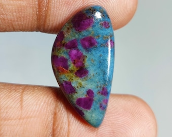 Natural Ruby Kyanite Fancy Shape Cabochon Gemstone : Loose Gemstones (28x15x5 mm 19 Ct. ) T-5661