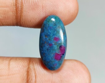 Natural Ruby Kyanite Oval Shape Cabochon Gemstone : Loose Gemstones (22x11x5 mm 14 Ct. ) T-5643