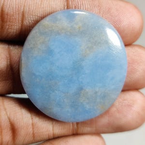 Angelite Natural Oval Shape Cabochon Loose Gemstone For Making Jewelry,Angelite Cabochon For Sale,Flat Back 62 Ct. 34X33X6 mm T-3724