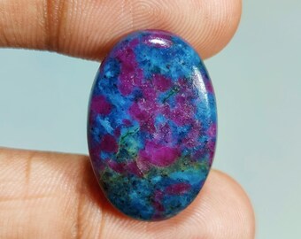 Natural Ruby Kyanite Oval Shape Cabochon Gemstone : Loose Gemstones (26x18x5 mm 28 Ct. ) T-5640
