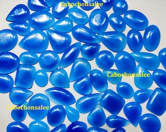 Blue Chalcedony Mix Shape Cabochon Loose Gemstone Wholesale Lot,Chalcedony Loose Cabochon For Making Jewelry,Blue Chalcedony Flat Back