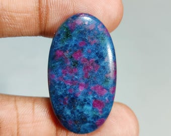 Natural Ruby Kyanite Oval Shape Cabochon Gemstone : Loose Gemstones (36x21x5 mm 48 Ct. ) T-5631