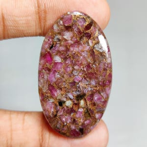 Cabochon naturel de forme ovale en cuivre rubis, pierre précieuse en vrac pour la fabrication de bijoux, dos plat, 38 carats 46X27X4 mm T-3610