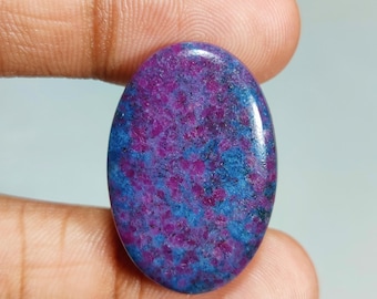 Natural Ruby Kyanite Oval Shape Cabochon Gemstone : Loose Gemstones (31x21x6 mm 46 Ct. ) T-5636