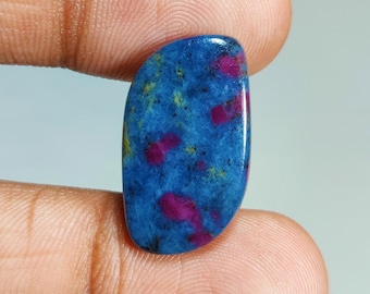 Natural Ruby Kyanite Fancy Shape Cabochon Gemstone : Loose Gemstones (24x14x4 mm 15 Ct. ) T-5658