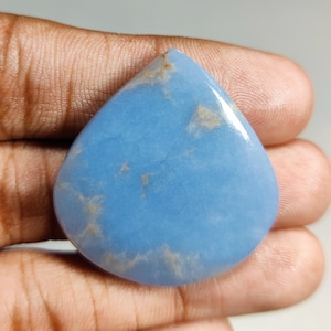 Angelite Natural Pear Shape Cabochon Loose Gemstone For Making Jewelry,Angelite Cabochon For Sale,Flat Back 63 Ct. 35X33X6 mm T-3723