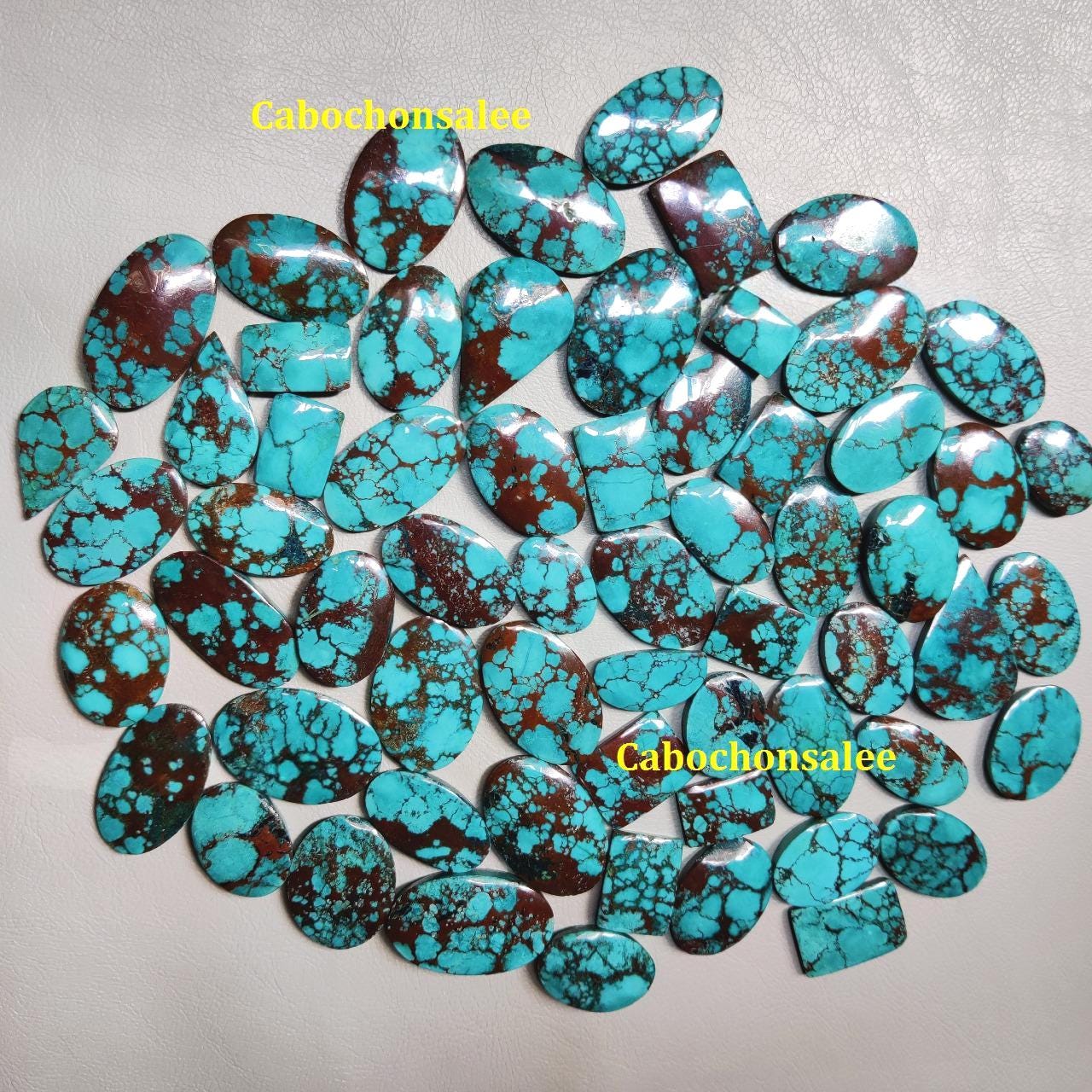 Cabochons Turquoise Naturelle Du Tibet – 100 Carats – Lot De 3-4 Pièces – Brut Poli