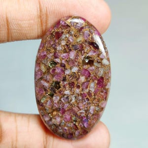 Cabochon naturel de forme ovale en cuivre rubis, pierre précieuse en vrac pour la fabrication de bijoux, dos plat, 48 carats. 47X28X4 mm T-3612