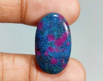 Natural Ruby Kyanite Oval Shape Cabochon Gemstone : Loose Gemstones (28x16x5 mm 25 Ct. ) T-5644