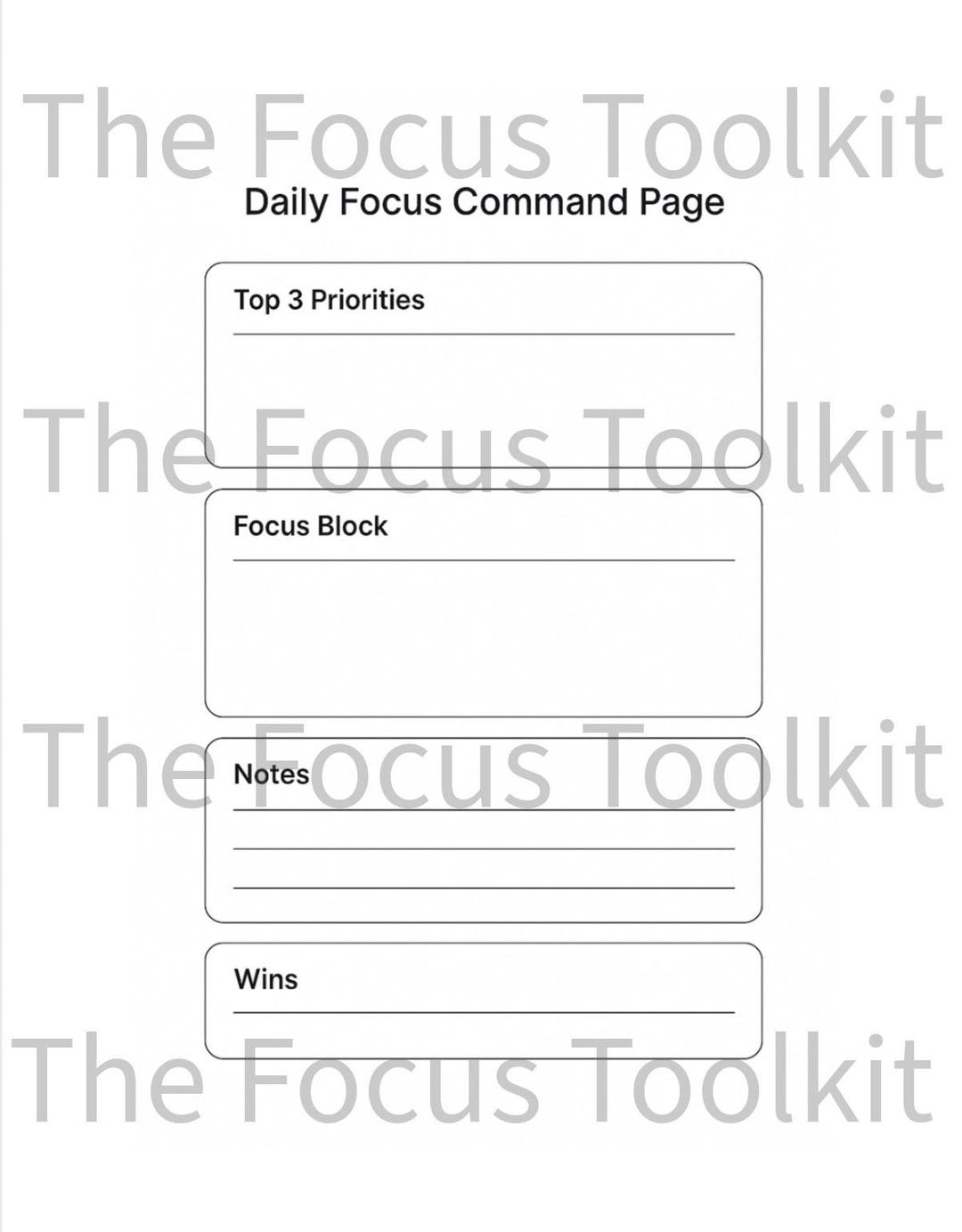 Daily Focus Lettering Daily Focus Command Page — Minimalist Productivity Printable | ADHD ...