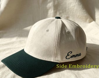 Aangepaste geborduurde hoed gepersonaliseerde naam baseballpet minimalistische tweekleurige vaderhoeden elegante aangepaste tekst cadeau voor haar voorstel bruidsmeisje