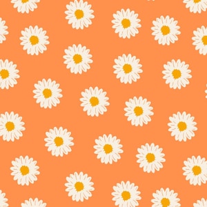 Orange Sonnenblume Blumenstoff-Polka Dots Sonnenblume Muster aus reiner Baumwolle, verkauft von einem halben Hof