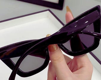 Big Frame Vintage Square Sunglasses, Women Men Cat Eye Sun Glasses, Eye Glasses Goggle Square Male Female Rectangle Sunglasses.
