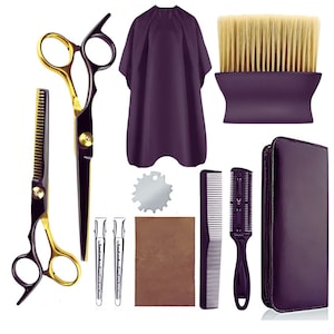 6.0&quot; Inches Hair Scissors Kit, Hair Cutting Shears Thinning, Hairdressing Haircut Comb Cape Set Salon, Barber & Home.