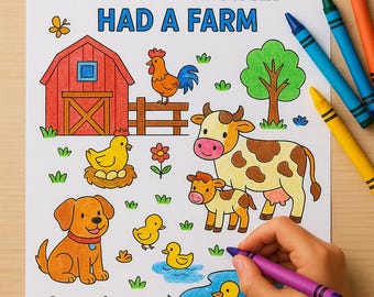 Old MacDonald Farm Animal Coloring - 4 Fun Printable Pages