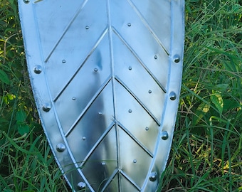 Medieval Kite Shield, Steel Knight Shield, Viking Warrior Shield, Gothic Armor Shield, LARP Costume Prop, Cosplay Shield, Renaissance Decor