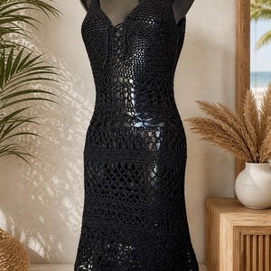 Little Black Crochet Dress - Etsy Little Black Crochet Dress - Etsy