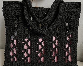 Beginner Crochet Tote Bag Pattern: Easy Black Market Bag (PDF)