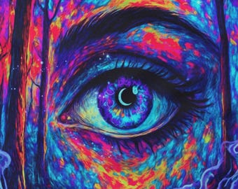 Psychedelic Cosmic Eye Sherpa Fleece Blanket | Vibrant Abstract Eye Design