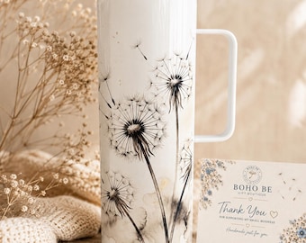 20 oz Dandelion Stainless Steel Travel Tumbler with Handle