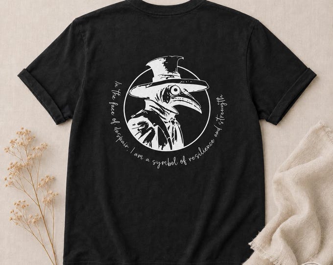 Plague Doctor Resilience T-Shirt, Gothic Front and Back Graphic Tee, Dark Academia Unisex Shirt