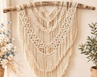 Large Driftwood Macramé Wall Hanging, Boho Fiber Art – Local Pickup Only, Lucan Ontario
