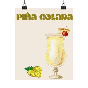 Tropical Cocktail Poster, Piña Colada Wall Art, Beach Decor, Fun Kitchen Print, Summer Vibe Decor