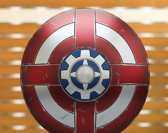 Handmade Red, White & Blue Shield Metal Cosplay Prop, Superhero Wall Decor Collectible Replica