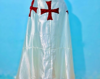Tempeliers Mantel Hooded Middeleeuwse Cape Crusader Kostuum Witte Tempeliers Gewaad Renaissance Ridder Cosplay Halloween Cape