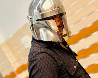 Handmade Steel Mandalorian Helmet | Beskar Style Cosplay Armor Collectible Prop