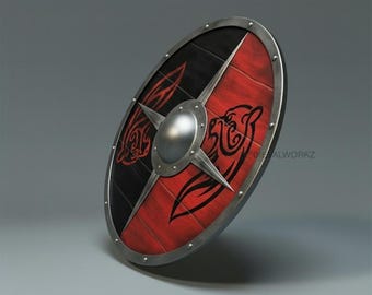 Viking Shield Handmade Nordic Round Shield Medieval Warrior Shield LARP Cosplay Shield Norse Wall Decor Collector Gift