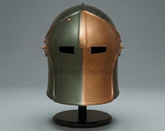 Medieval Great Helm Helmet Handmade Steel Knight Crusader Armor for LARP Cosplay Reenactment and Display