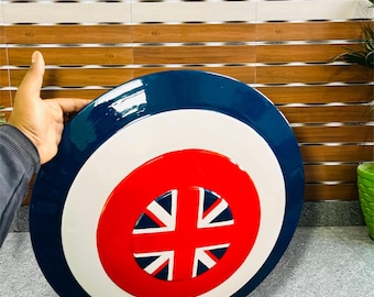 Handmade Metal Shield – Red White Blue Hero Style, Cosplay Prop, Wall Display