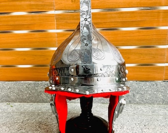 Handmade Medieval Persian Warrior Helmet Steel Armor for Cosplay LARP Reenactment