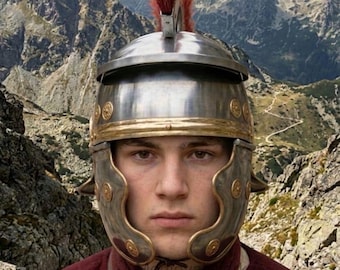 Roman Centurion Helmet with Red Plume | Medieval Spartan Warrior Helmet | Wearable Steel Armor Helmet for LARP Cosplay Reenactment Costume