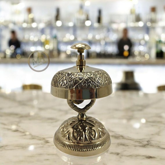 Handmade Polished Brass Hotel Bell: Art Deco Desk Reception Bell Polish