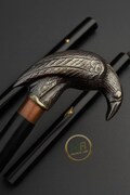 Vintage Raven Bird Walking Stick – Brass Handle Cane, Rosewood Wooden Shaft, Gothic Victorian Style product logo