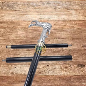 Foldable Wooden Walking Cane: Skull Handle, Handmade Travel Stick