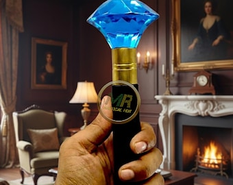 Handmade  Walking Cane: Red Crystal Diamond Style Handle, 3-Piece Detachable