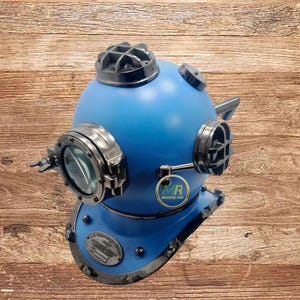 Vintage-Style Blauer Taucherhelm Replik: Nautisches Dekor