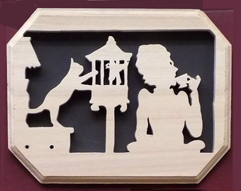 Naughty Cat Victoriana Hand Cut Wood Picture