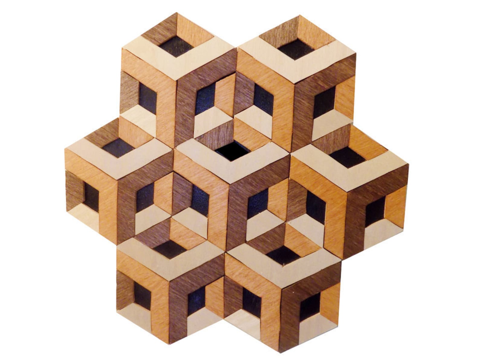 3d optical illusion wood wall art Etsy