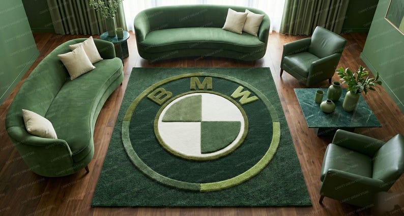 Hand Tufted BMW Logo Rug, Green Car Carpet, Man Cave Decor - Etsy