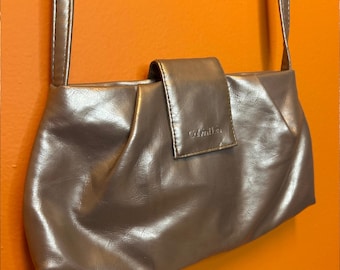 Vintage Calvin Klein Silver Purse – Shimmer Finish, Minimalist 2000s Style
