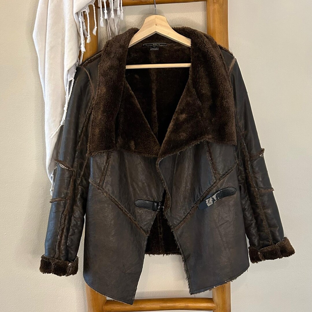 Fur-lined Brown Shearling Jacket - Etsy - Industrial Fur-Lined Brown Estate Plans