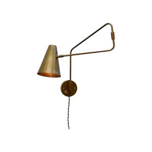 Mid-Century Modern Brass Swing Arm Wall Sconce - Stilnovo Style