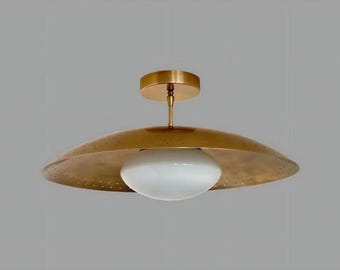 Mid Century Flush 1950s Brass Italian Ceiling Flush Mount Chandelier Lighting Fixture for Bed room | drawing room | Kitchen | dining