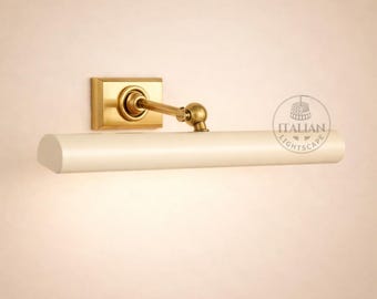 Italian Mid-Century Solid Brass Modern Perfect White Color Picture Light The Art Display Adjustable Handmade Wall Sconce For Display & Decor